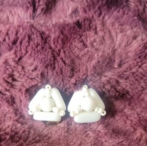 White Beaded Earrings